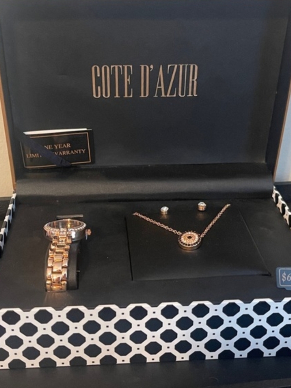 Cote D'Azur Rose Gold Watch Jewelry Set NIB